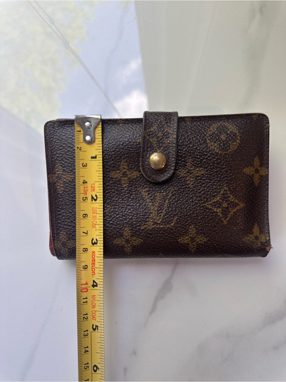 VINTAGE LOUIS VUITTON LV Monogram Brown Canvas Kisslock Wallet Brass Gold - Picture 15 of 16